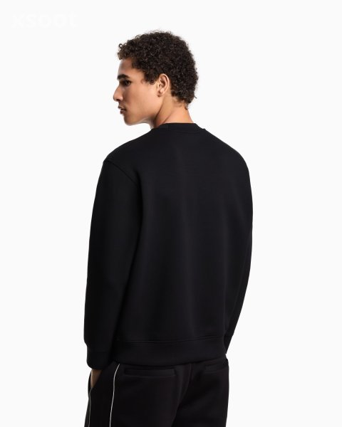 ASV jersey sweatshirt with super-embossed EA embroidery, black oversized hoodie for everyday street fashion, The Only Hoodie Worth Wearing