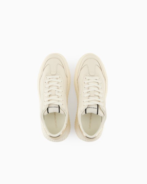 Chunky leather sneakers with gold back