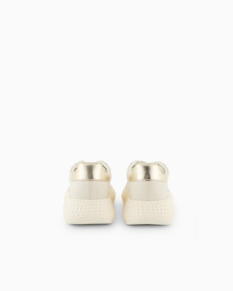 Chunky leather sneakers with gold back