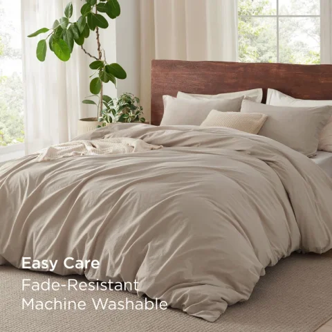 Buy Essential Bedsure 100% Washed Cotton Duvet Cover Set Online