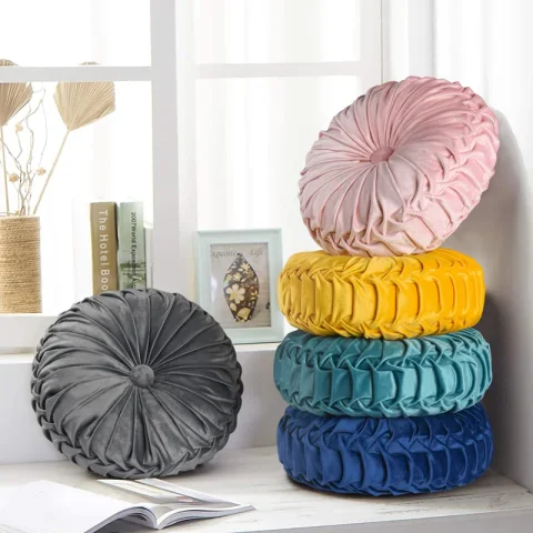 Velvet Round Throw Pillow (Set of 2)