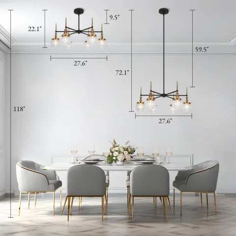 Loram 6 - Light Dimmable Drum Chandelier