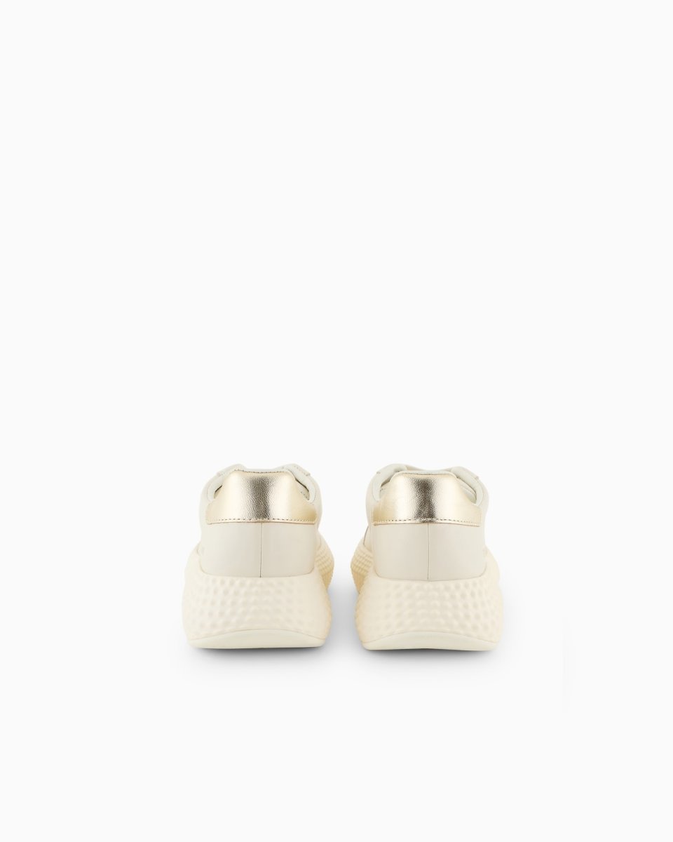 Chunky leather sneakers with gold back