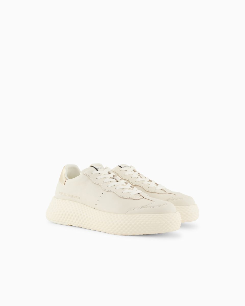 Chunky leather sneakers with gold back