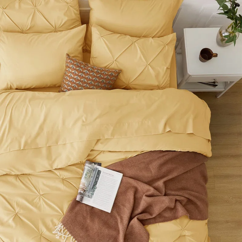 Best Seller Bedsure Pintuck Pinch Pleat Bedding Sets (Set Of 5 Or 7) Bed-in-a-Bag, 89GSM