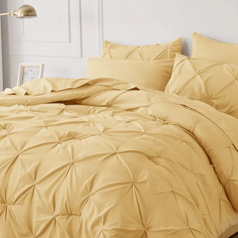 Best Seller Bedsure Pintuck Pinch Pleat Bedding Sets (Set Of 5 Or 7) Bed-in-a-Bag, 89GSM