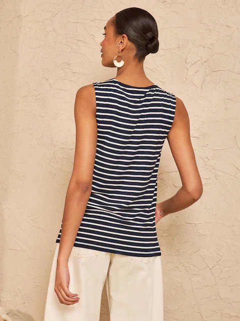 Buy Love & Roses Stripe Chiffon Trim V-Neck Jersey Vest