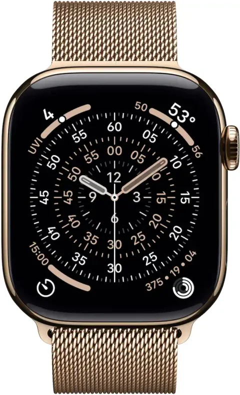 Apple Watch Series 11 (GPS+Cellular) 42mm Titanium Case with Gold Milanese Loop - Gold - (2025)