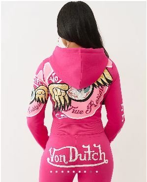 True X Von Dutch Crystal Shrunken Zip Hoodie | Y2K Lounge
