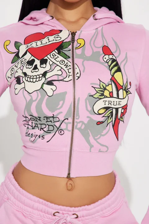 ED Hardy Tiger Roar Zip up Hoodie - gym hoodie for men lightweight performance wear