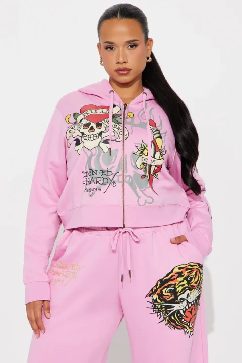 ED Hardy Tiger Roar Zip up Hoodie - gym hoodie for men lightweight performance wear