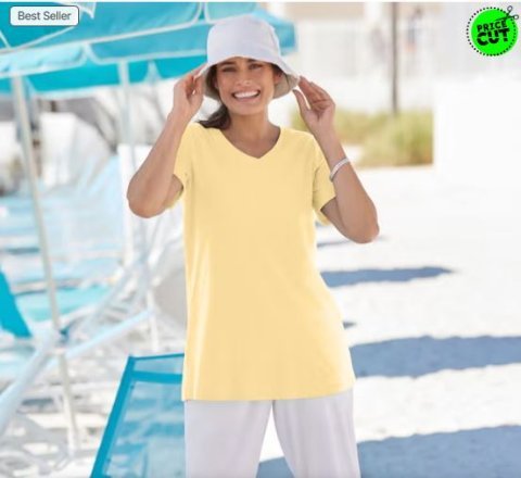 Plus Size Woman Perfect Short-Sleeve V-Neck Tee By Woman Within