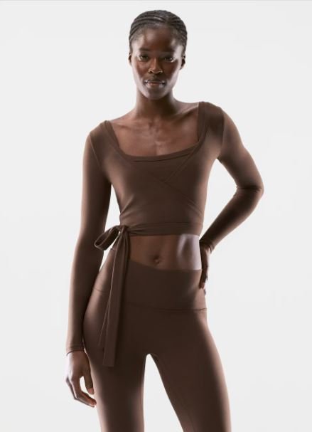 Buy Golden Butter Focal Wrap Blouse | Flattering Longsleeve