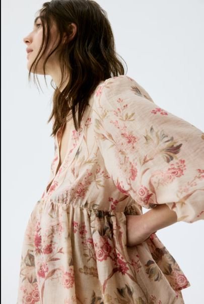 Buy H&M MAMA Linen-Blend Dress | Beige Floral Maternity