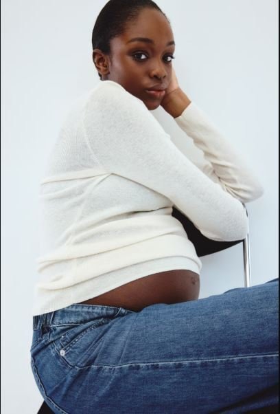 Buy H&M MAMA Wide Low Jeans - Denim Blue Maternity Essential