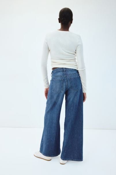 Buy H&M MAMA Wide Low Jeans - Denim Blue Maternity Essential