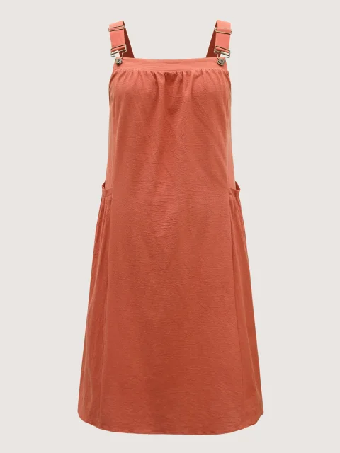 Women Plus Size Pure Cotton Pleated Pockets Midi Dress Leisure Gathered Square Neck Sleeveless Curvy BloomChic