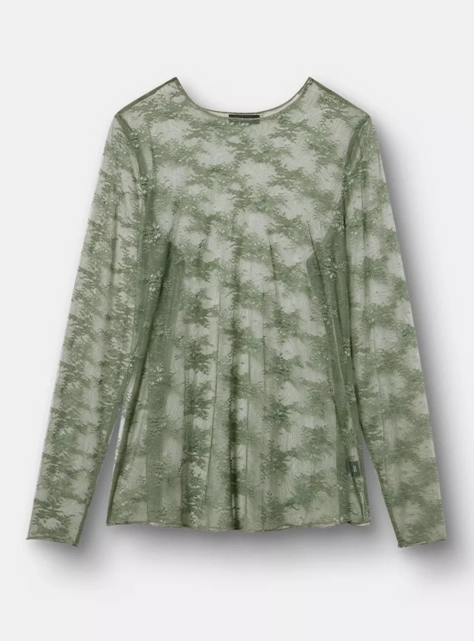 Women's torrid Sheer Lace Long Sleeve Crew Top
