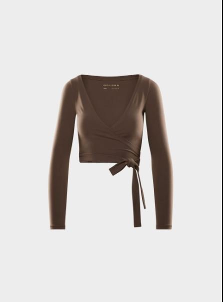 Buy Golden Butter Focal Wrap Blouse | Flattering Longsleeve