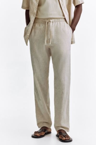 Men h&m Regular-Fit Linen-Blend Pants