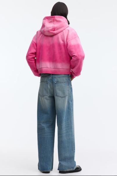 Men's H&M Dark Pink Oversized Hooded Jacket | Casual Comfort Zip Up
