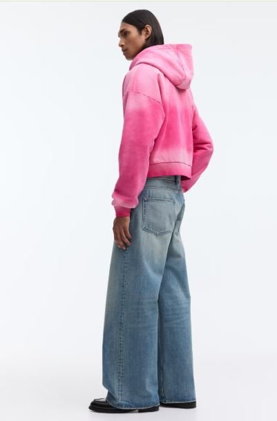 Men's H&M Dark Pink Oversized Hooded Jacket | Casual Comfort Zip Up