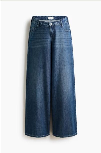 Buy H&M MAMA Wide Low Jeans - Denim Blue Maternity Essential