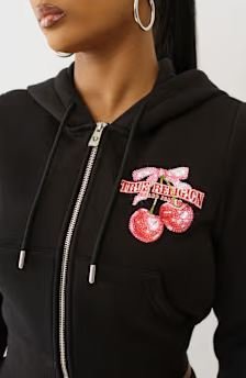 cherry shrunken zip hoodie - mental health hoodie for daily emotional support