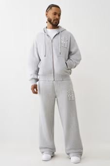 True Religion Horseshoe Applique Zip Hoodie | Men's Workout Training Jacket