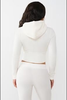 Waffle Knit Contour Zip Up Hoodie | Cat Lover Oversized Cozy Outfit