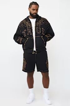 True Religion Rodeo Big T Boxy Zip Hoodie | Men's Outdoor Fitness Layer