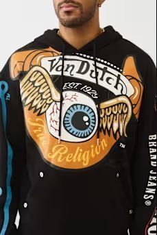 True Religion X Von Dutch Logo Hoodie - mental health hoodie for daily emotional support