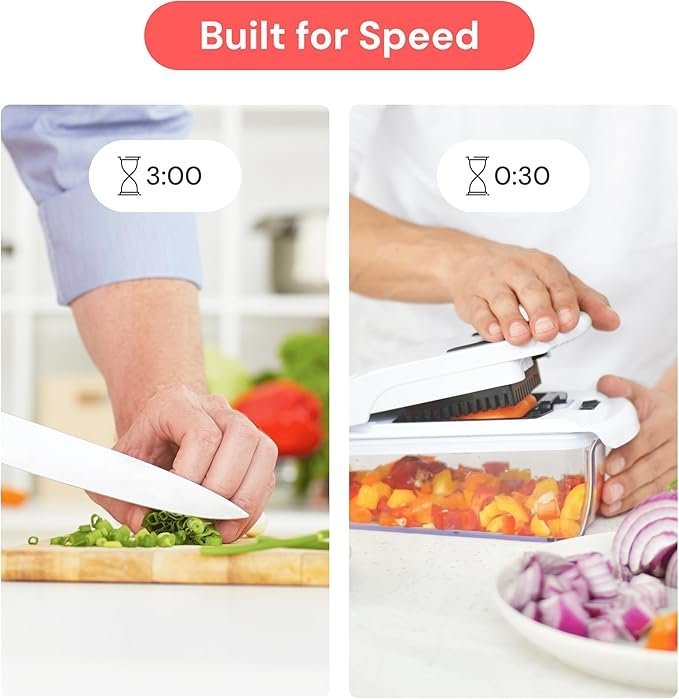Fullstar 7 in 1 Vegetable Chopper and Mandoline Slicer | Multi Function Food Chopper with Container and Cheese Grater