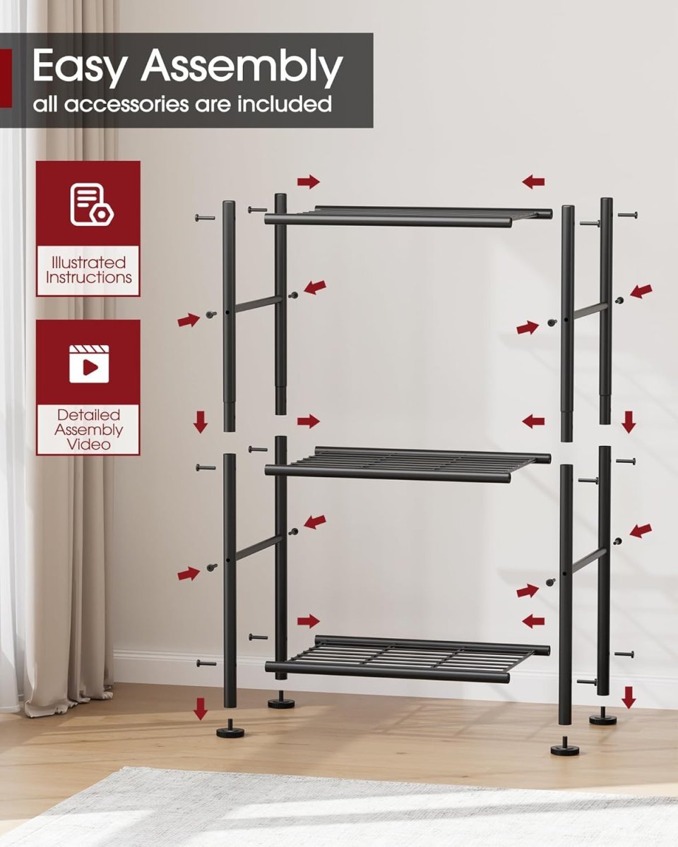 Sakugi 3 Tier Storage Shelf Organizer | Heavy Duty Metal Shelving Unit for Pantry Kitchen Laundry and Garage Storage