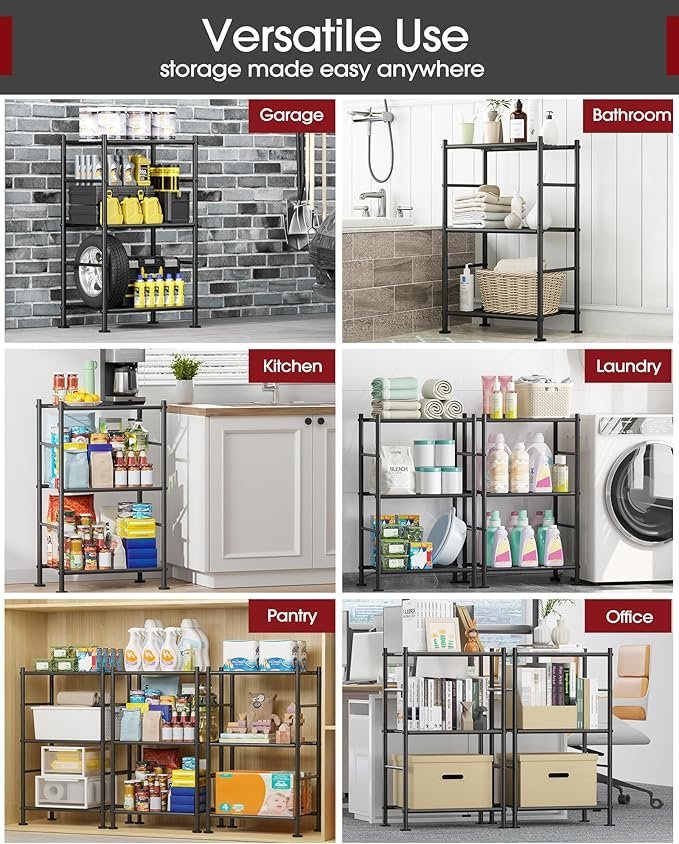 Sakugi 3 Tier Storage Shelf Organizer | Heavy Duty Metal Shelving Unit for Pantry Kitchen Laundry and Garage Storage