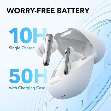 Soundcore by Anker Liberty 4 NC Wireless Noise Cancelling Earbuds, 98.5% Noise Reduction, Adaptive Noise Cancelling to Ears and Environment, Hi-Res Sound, 50H Battery, Wireless Charging (Renewed)