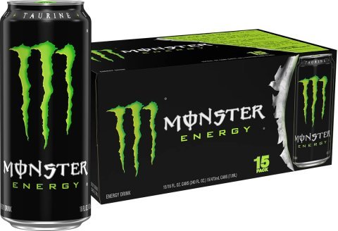 Monster Energy Drink Original Green 16 Oz 15 Pack | High Caffeine Energy Drink for Focus and Performance