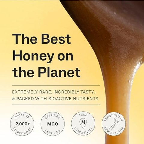 Manukora Raw Manuka Honey MGO 50+ — 250g, New Zealand, Non-GMO, Glyphosate Residue Free, 3rd-Party Tested, Traceable Hive-to-Hand, Daily Immune & Gut Wellness