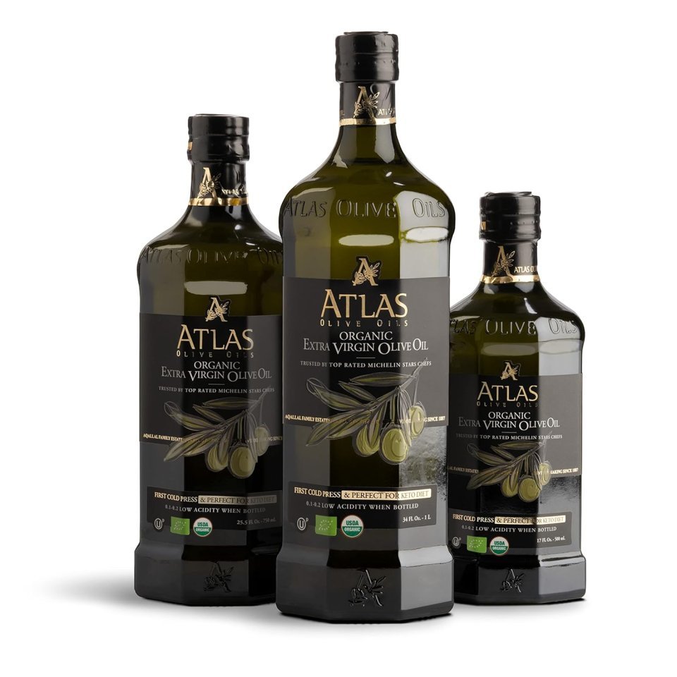 Buy Atlas Cold Press Extra Virgin Olive Oil 1L | Polyphenol Rich Organic Moroccan EVOO for Healthy Cooking